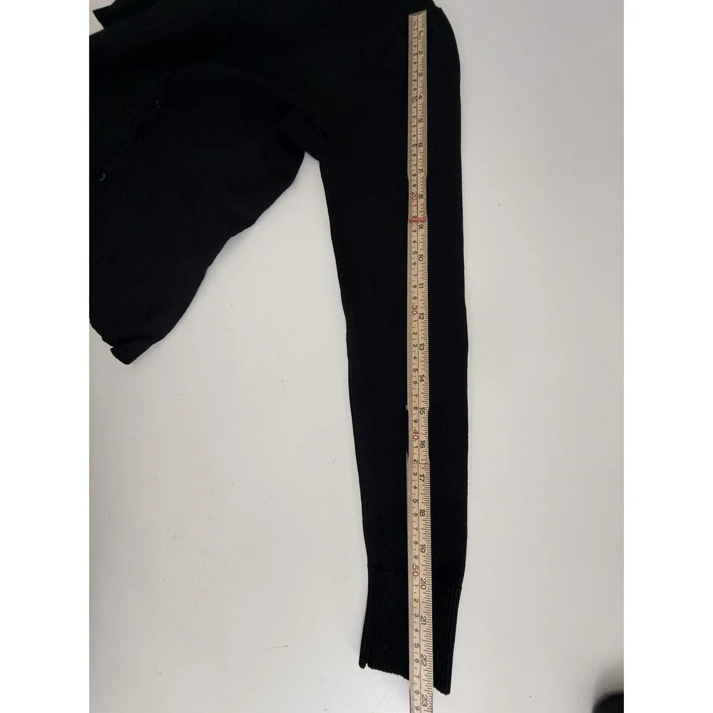 August Silk Womens S Black Cardigan Sweater Puff Sleeve Button Front Classic